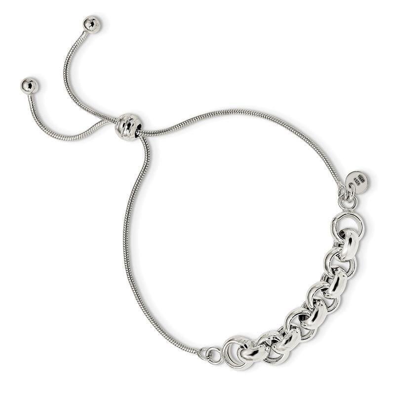 Sterling Silver Polished Adjustable Slip-on Bracelet | Weight: 5.49 grams, Length: mm, Width: mm - Seattle Gold Grillz