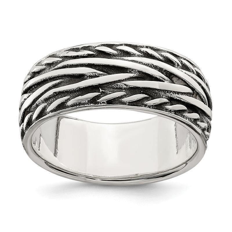 Sterling Silver Polished and Antiqued Design Ring - Seattle Gold Grillz