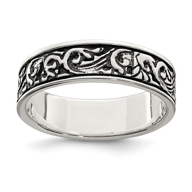 Sterling Silver Polished and Antiqued Filigree Women's Ring - Seattle Gold Grillz