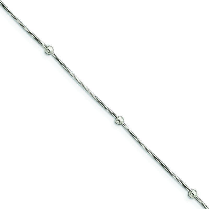 Sterling Silver Polished Anklet 1.5 extension | Weight: 2.7 grams, Length: 9mm, Width: mm - Seattle Gold Grillz