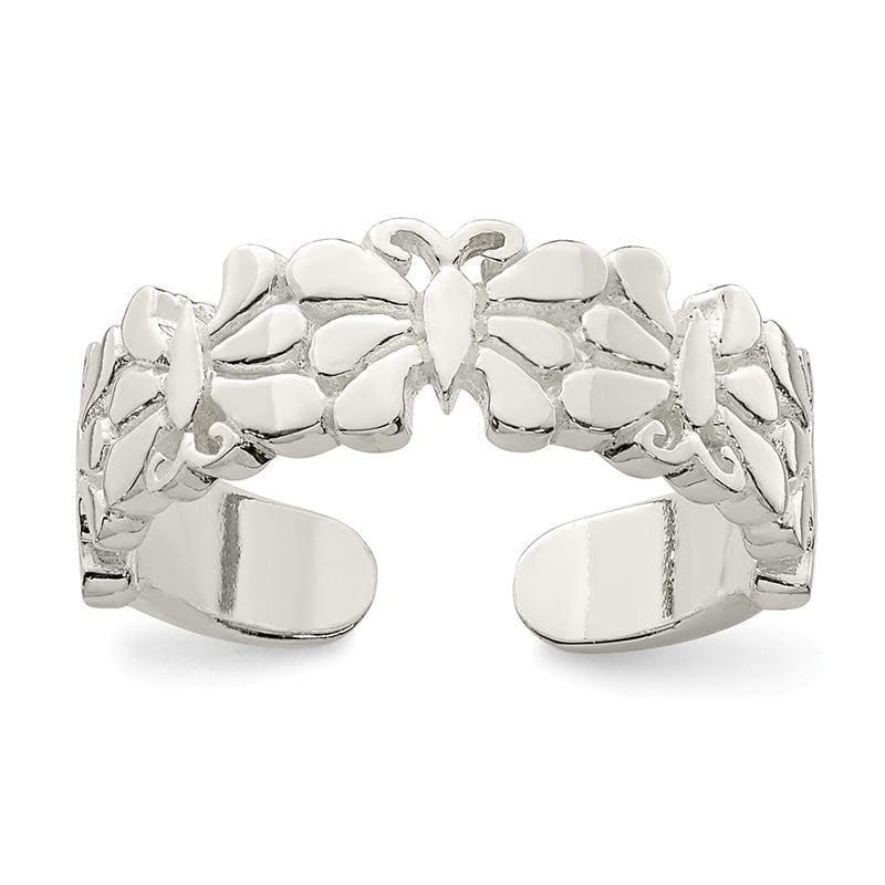 Sterling Silver Polished Butterflies Toe Ring - Seattle Gold Grillz