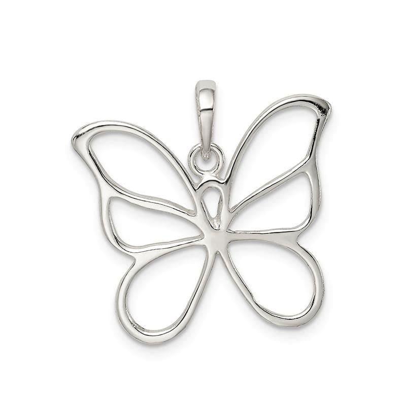 Sterling Silver Polished Butterfly Pendant - Seattle Gold Grillz