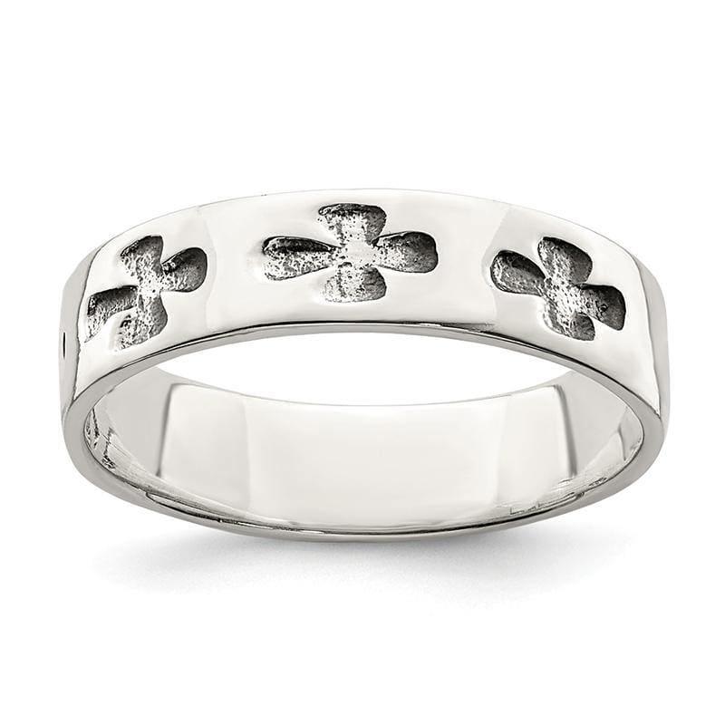 Sterling Silver Polished Cross Ring - Seattle Gold Grillz
