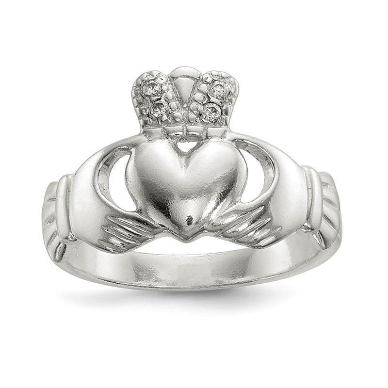 Sterling Silver Polished CZ Claddagh Ring - Seattle Gold Grillz