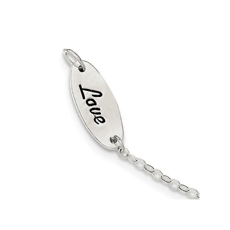 Sterling Silver Polished Enamel Heart Love Bracelet | Weight: 1.78 grams, Length: 7.5mm, Width: mm - Seattle Gold Grillz