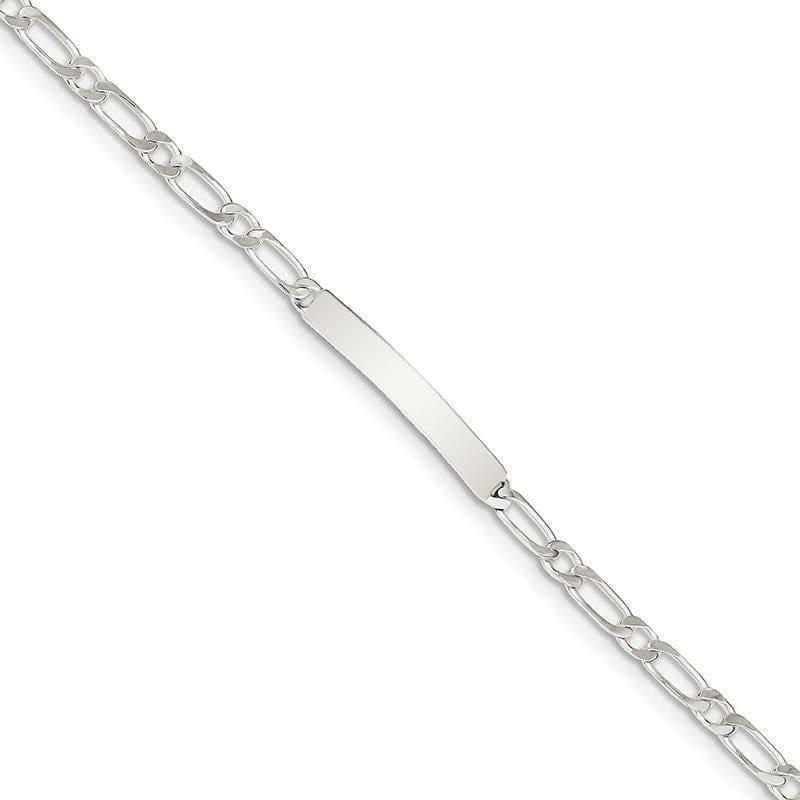 Sterling Silver Polished Engraveable 1 Figaro Link ID Bracelet - Seattle Gold Grillz
