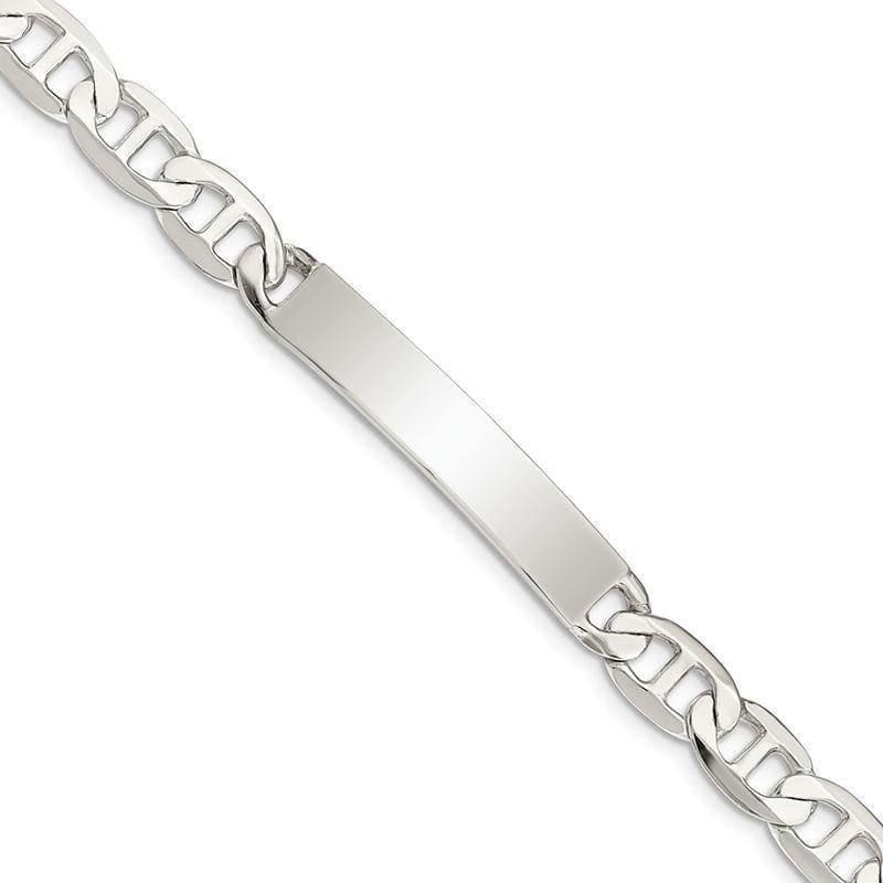 Sterling Silver Polished Engraveable Anchor Link ID Bracelet - Seattle Gold Grillz