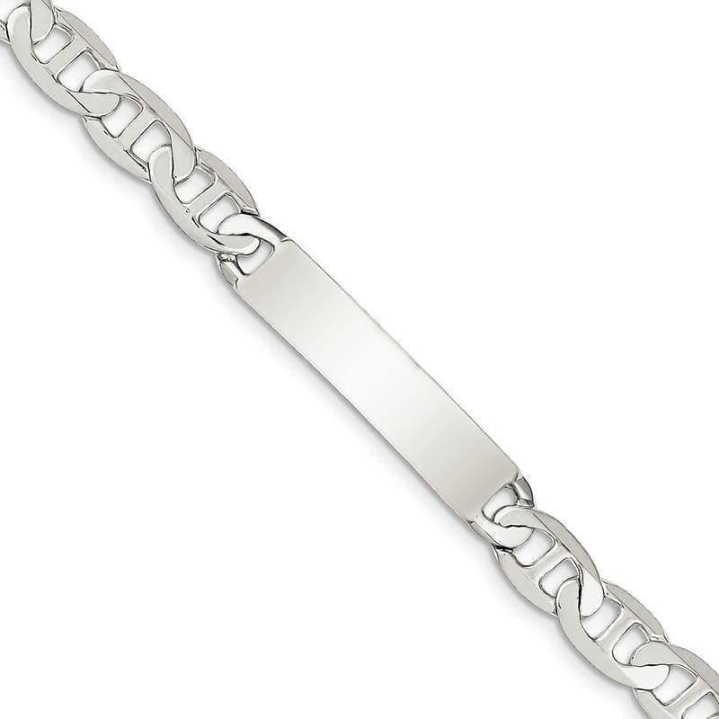 Sterling Silver Polished Engraveable Anchor Link ID Bracelet - Seattle Gold Grillz
