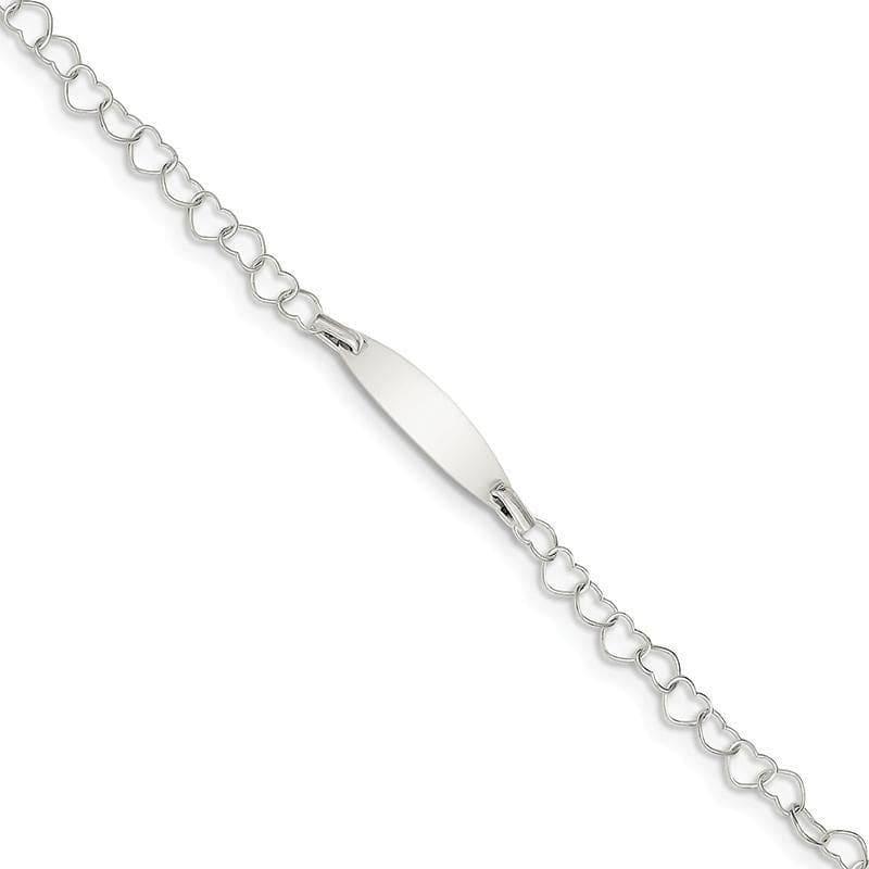 Sterling Silver Polished Engraveable Children's ID Heart Link Bracelet | Weight: 1.59 grams, Length: 6mm, Width: mm - Seattle Gold Grillz
