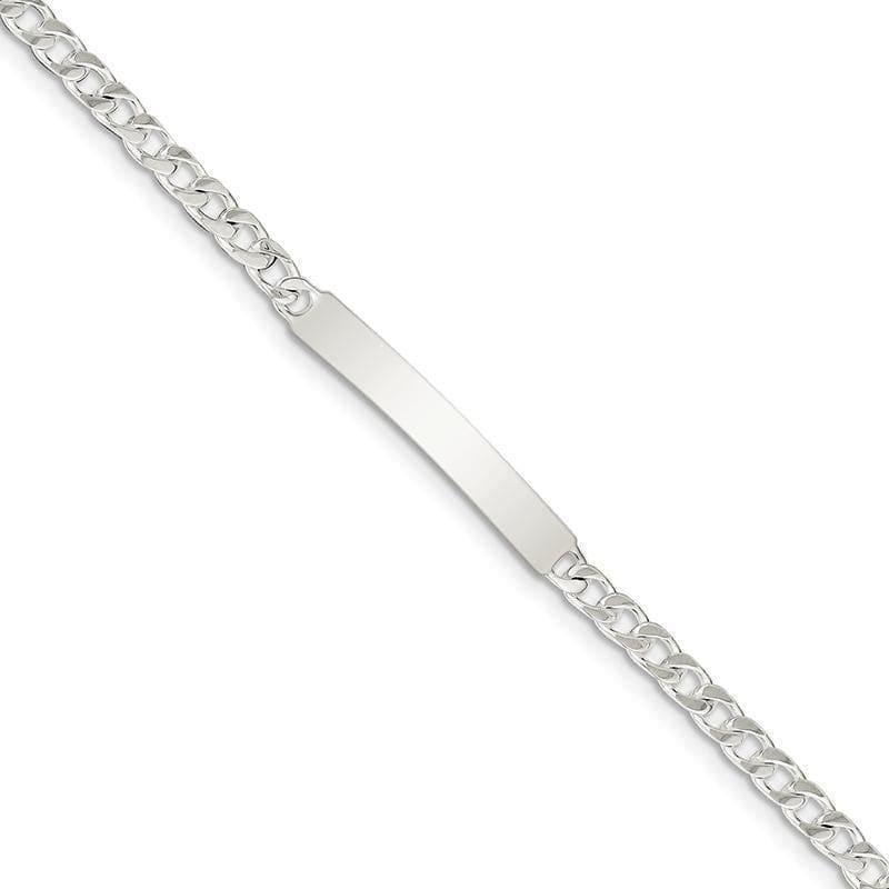 Sterling Silver Polished Engraveable Curb Link ID Bracelet - Seattle Gold Grillz