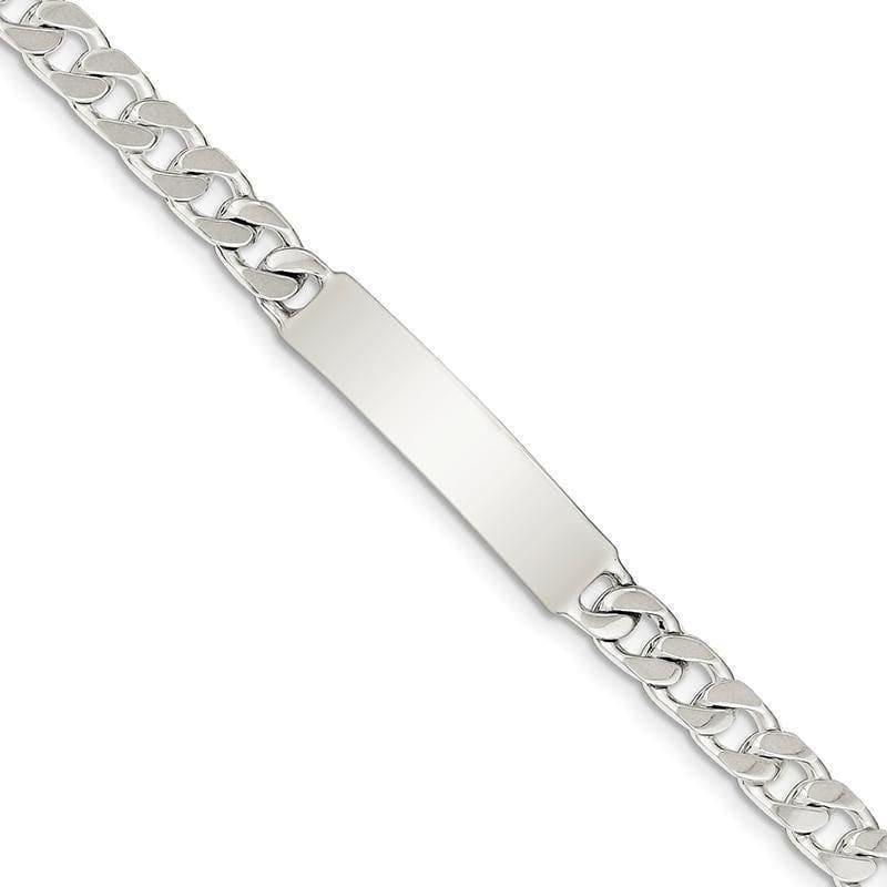 Sterling Silver Polished Engraveable Curb Link ID Bracelet - Seattle Gold Grillz