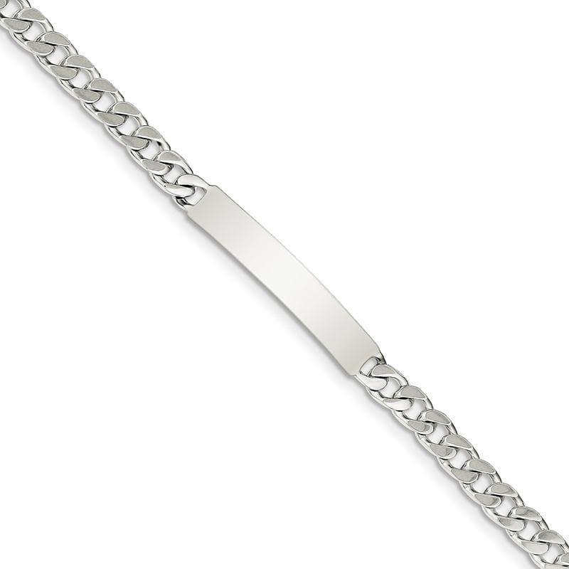 Sterling Silver Polished Engraveable Curb Link ID Bracelet | Weight: 10.34 grams, Length: 7mm, Width: 6mm - Seattle Gold Grillz
