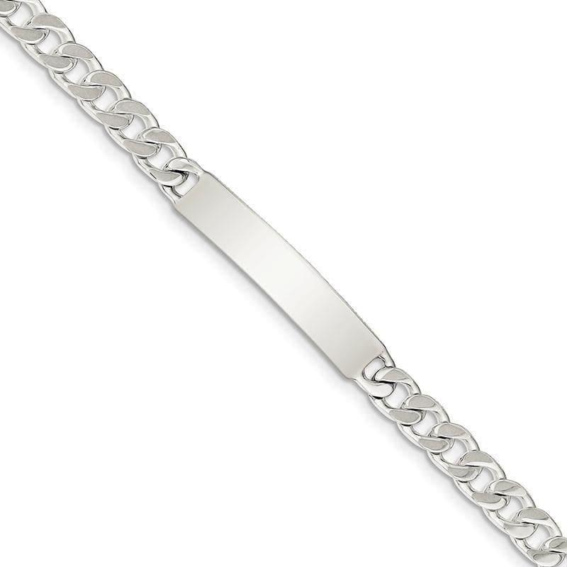 Sterling Silver Polished Engraveable Curb Link ID Bracelet | Weight: 13.58 grams, Length: 7mm, Width: 7mm - Seattle Gold Grillz