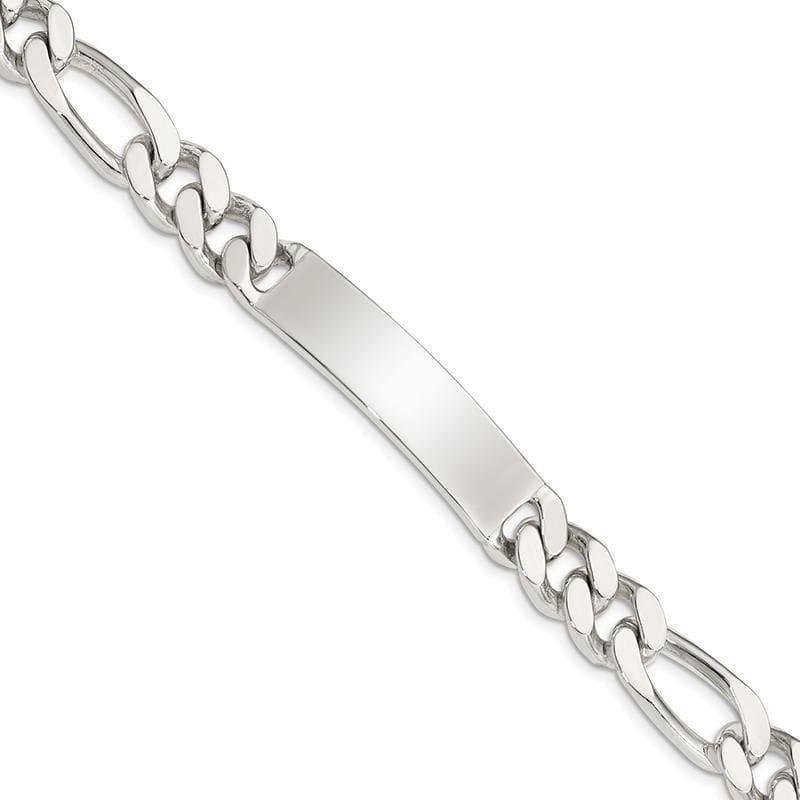 Sterling Silver Polished Engraveable Figaro Link ID Bracelet - Seattle Gold Grillz