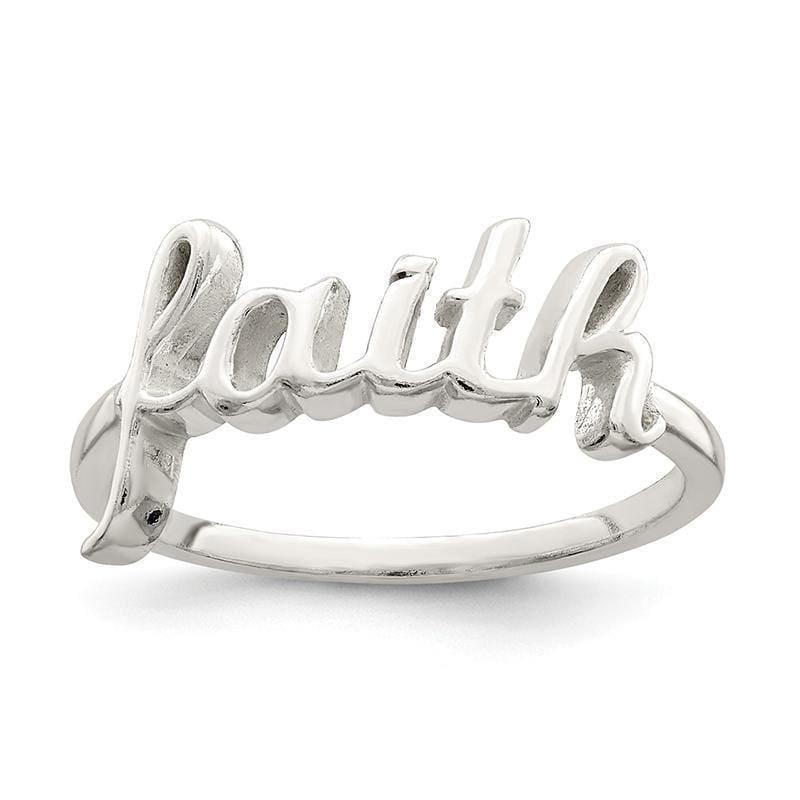 Sterling Silver Polished 'Faith' Ring - Seattle Gold Grillz