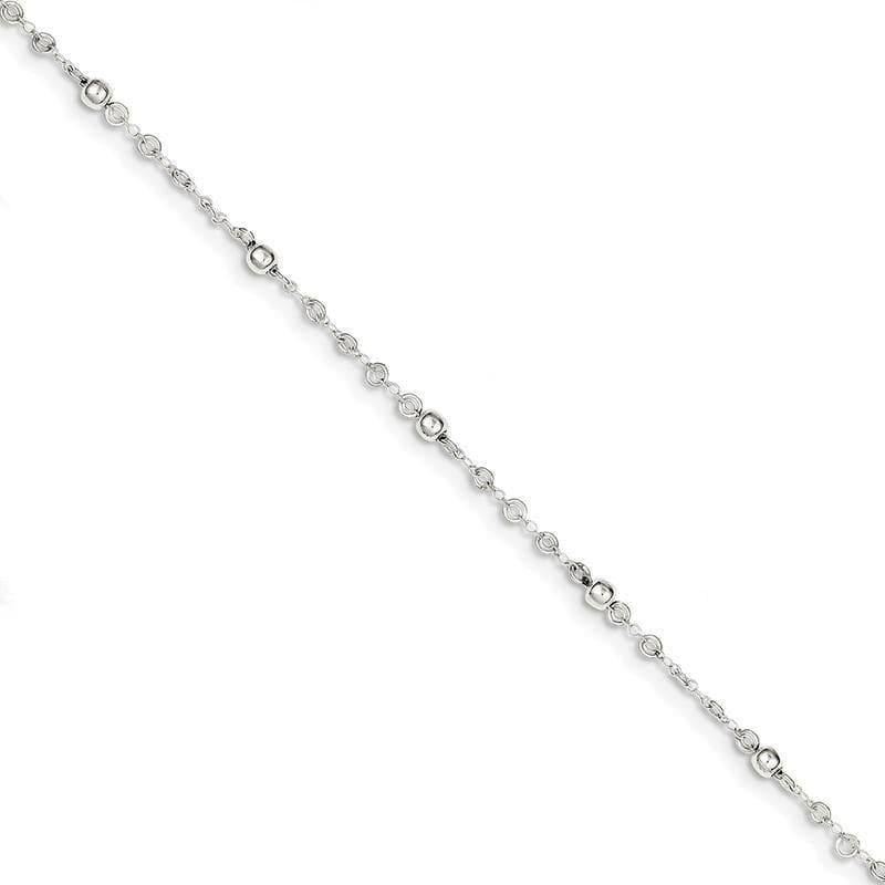 Sterling Silver Polished Fancy Bead Bracelet | Weight: 1.5 grams, Length: 3mm, Width: 3mm - Seattle Gold Grillz