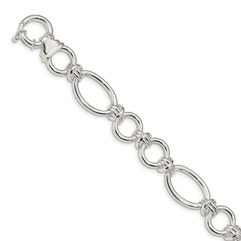 Sterling Silver Polished Fancy Link 7.5 inch Bracelet | Weight: 17.96 grams, Length: 7.5mm, Width: 15.7mm - Seattle Gold Grillz