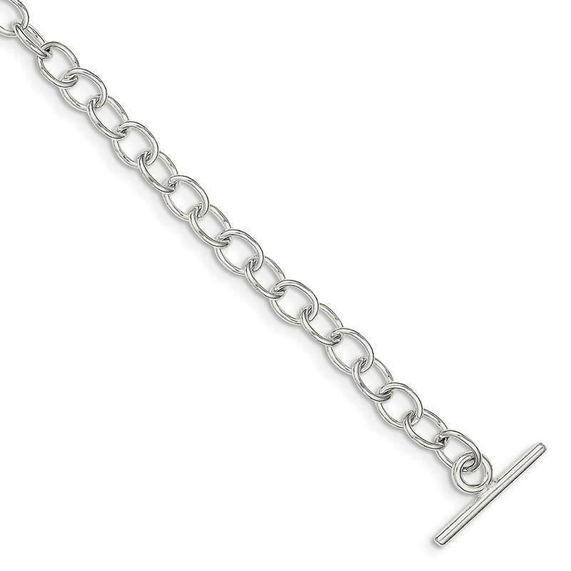 Sterling Silver Polished Fancy Link Toggle Bracelet | Weight: 7.13 grams, Length: 7.5mm, Width: mm - Seattle Gold Grillz