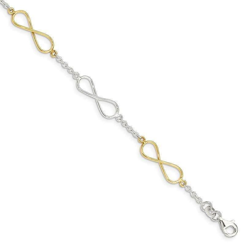 Sterling Silver Polished Flash Gold Infinity Symbol Bracelet - Seattle Gold Grillz