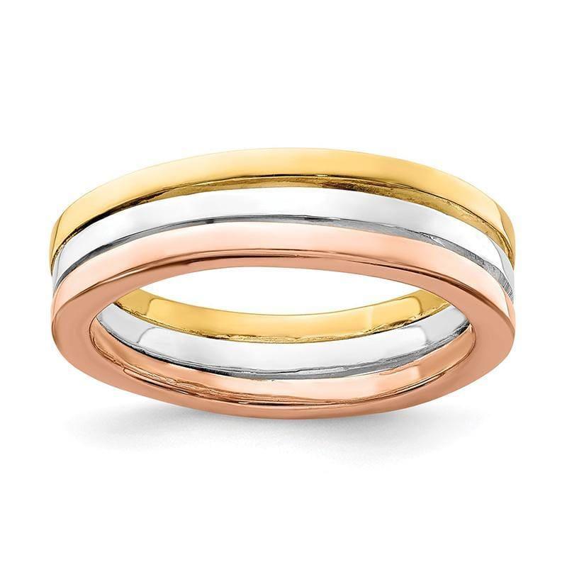 Sterling Silver Polished Gold and Rose-tone Set of 3 Rings - Seattle Gold Grillz