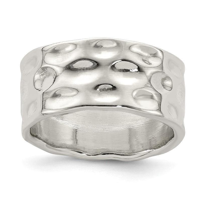Sterling Silver Polished Hammered Ring - Seattle Gold Grillz