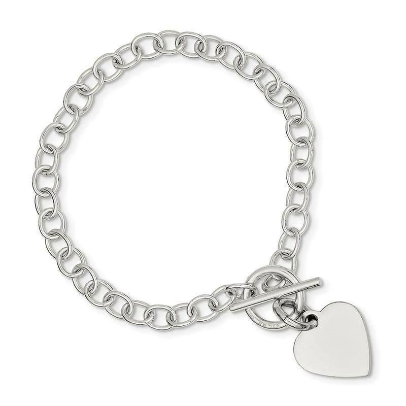 Sterling Silver Polished Heart Charm Bracelet - Seattle Gold Grillz