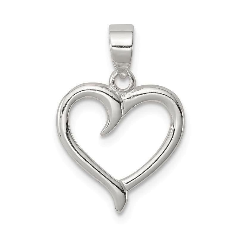 Sterling Silver Polished Heart Pendant | Weight: 0.9 grams, Length: 22mm, Width: 15mm - Seattle Gold Grillz