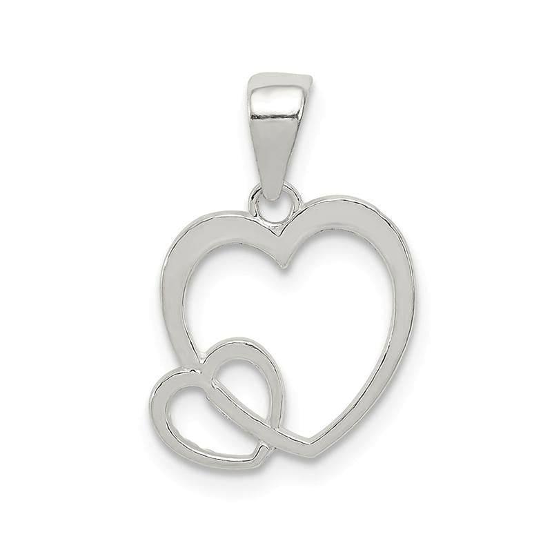 Sterling Silver Polished Hearts Pendant | Weight: 0.45 grams, Length: mm, Width: mm - Seattle Gold Grillz
