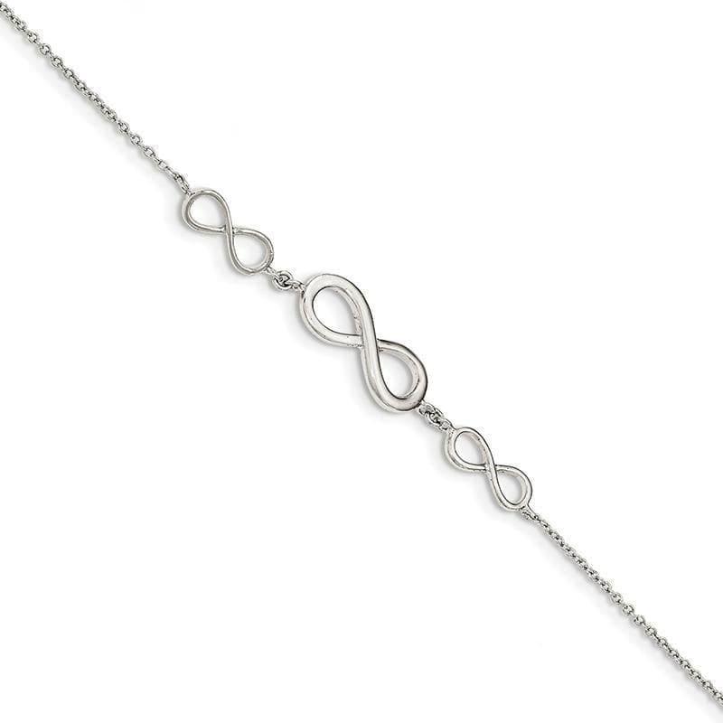 Sterling Silver Polished Infinity Symbol Bracelet | Weight: 1.99 grams, Length: 7.25mm, Width: mm - Seattle Gold Grillz