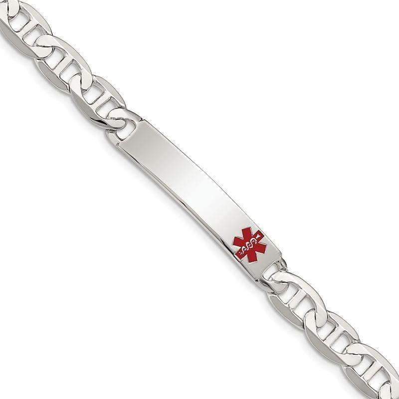 Sterling Silver Polished Medical Anchor Link ID Bracelet - Seattle Gold Grillz