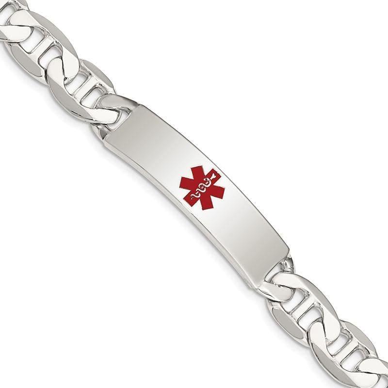 Sterling Silver Polished Medical Anchor Link ID Bracelet | Weight: 26.14 grams, Length: 38mm, Width: 10mm - Seattle Gold Grillz