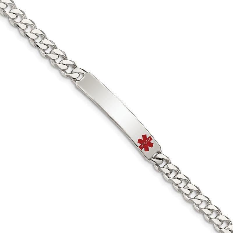 Sterling Silver Polished Medical Curb Link ID Bracelet - Seattle Gold Grillz