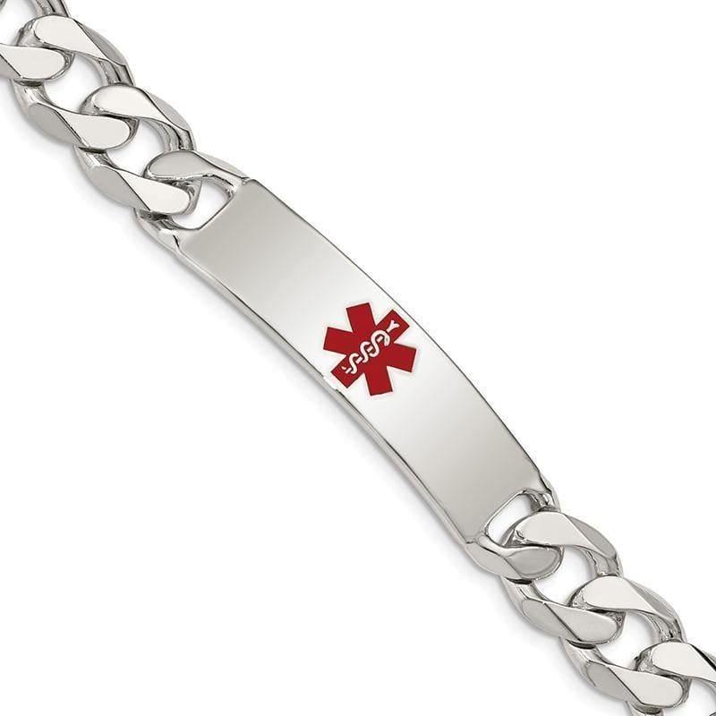 Sterling Silver Polished Medical Curb Link ID Bracelet | Weight: 34.25 grams, Length: 41mm, Width: 11mm - Seattle Gold Grillz