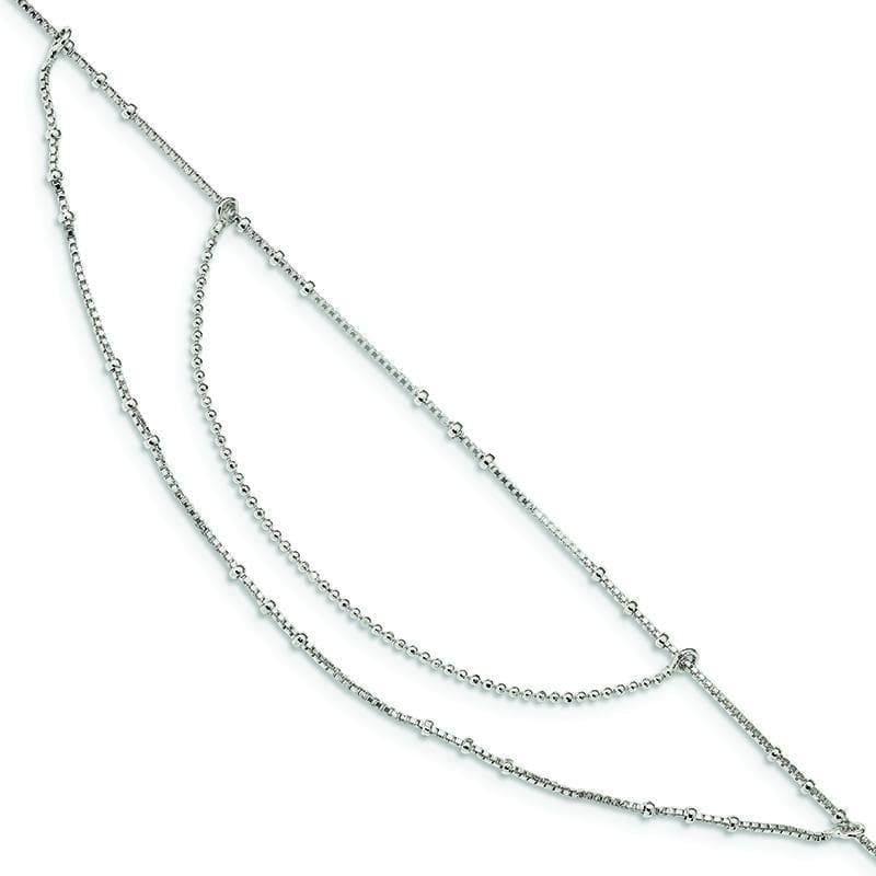 Sterling Silver Polished Multi-Strand 9in w-1Ext Anklet | Weight: 2.69 grams, Length: 9mm, Width: 0.8mm - Seattle Gold Grillz