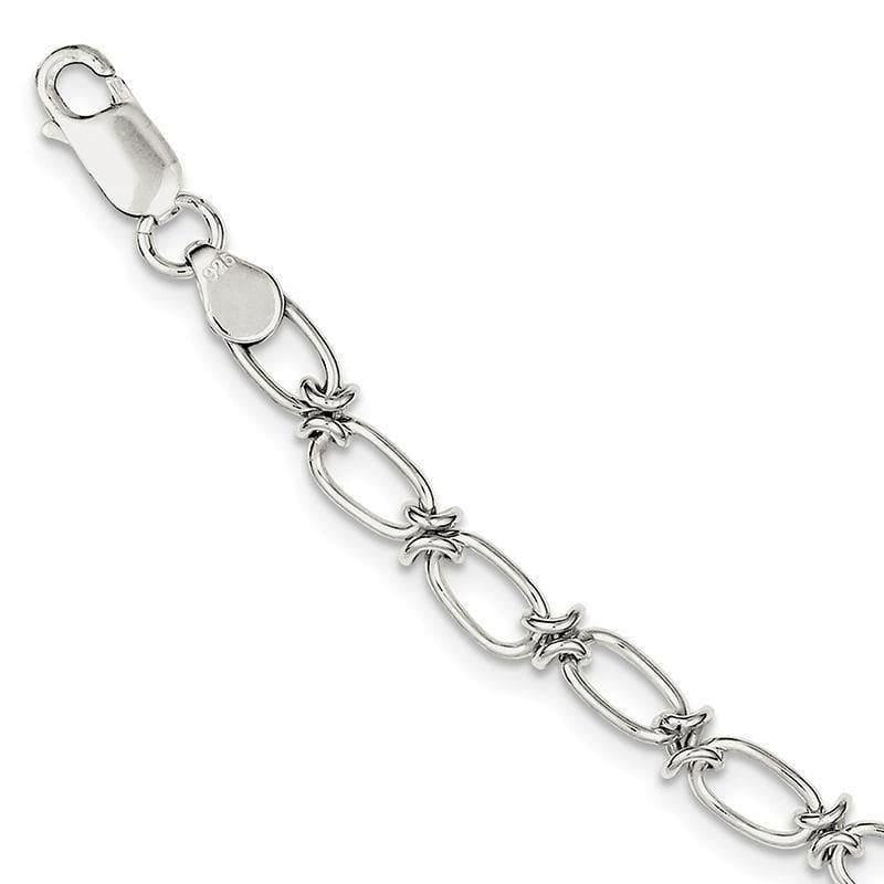 Sterling Silver Polished Oval Link Bracelet | Weight: 8.1 grams, Length: 7.5mm, Width: 0mm - Seattle Gold Grillz