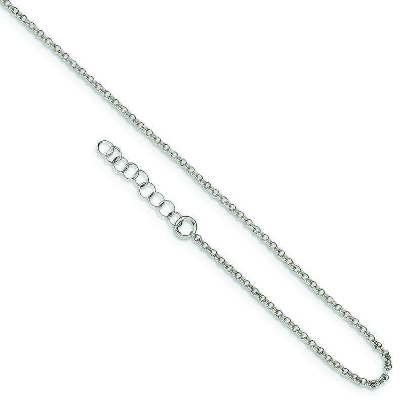 Sterling Silver Polished Rolo Chain w- 1in ext. Anklet | Weight: 1.67 grams, Length: 9mm, Width: mm - Seattle Gold Grillz