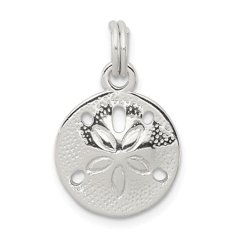 Sterling Silver Polished Sand Dollar Charm | Weight: 1.23 grams, Length: 22mm, Width: 15mm - Seattle Gold Grillz