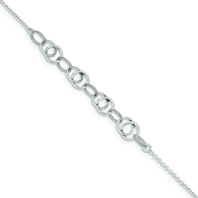 Sterling Silver Polished w-1in. Ext. Fancy Link Anklet | Weight: 2.93 grams, Length: 9mm, Width: mm - Seattle Gold Grillz
