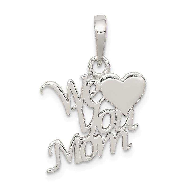 Sterling Silver Polished We Love You Mom Pendant | Weight: 1.04 grams, Length: 20mm, Width: 18mm - Seattle Gold Grillz