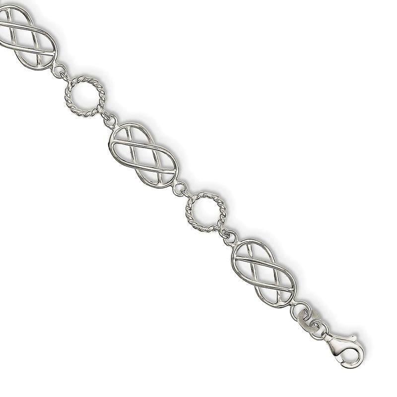 Sterling Silver Pretzel & Circle Bracelet | Weight: 4.77 grams, Length: 7.25mm, Width: mm - Seattle Gold Grillz