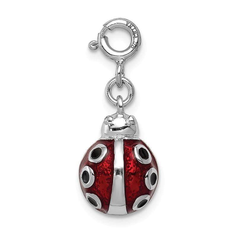 Sterling Silver Red Enameled Lady Bug Charm - Seattle Gold Grillz