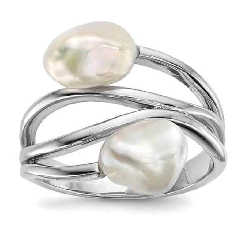 Sterling Silver RH 7-8mm White Baroque FWC Pearl Ring - Seattle Gold Grillz