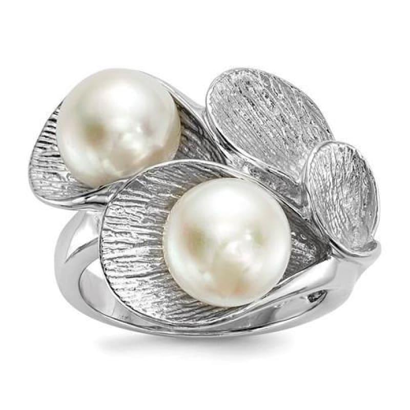 Sterling Silver RH 8-9mm White Button FWC Pearl Ring - Seattle Gold Grillz