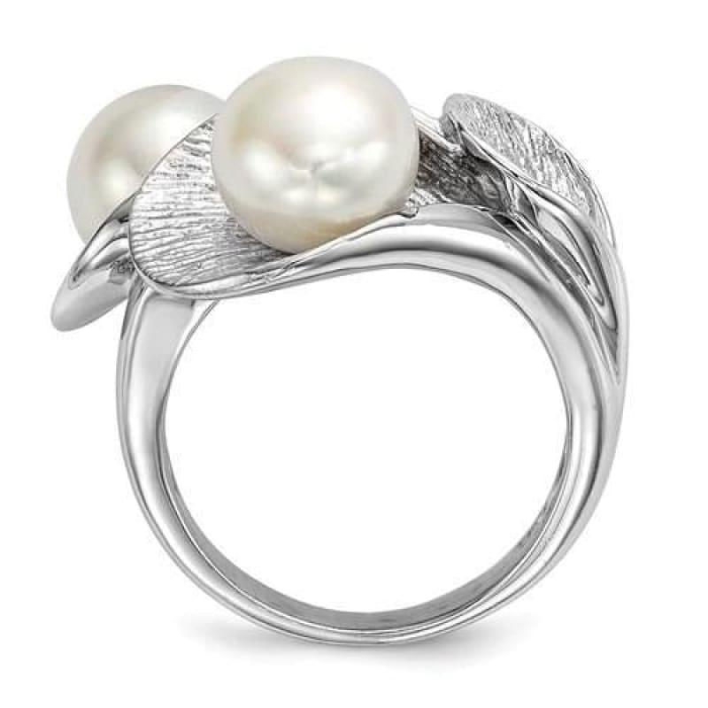 Sterling Silver RH 8-9mm White Button FWC Pearl Ring - Seattle Gold Grillz