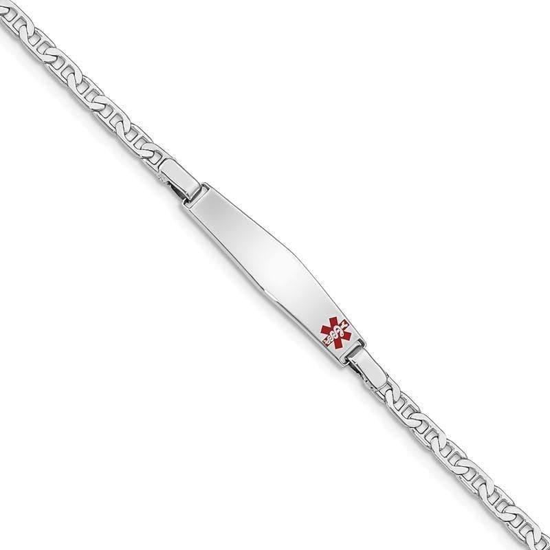 Sterling Silver Rhod-plated Children's Medical ID Bracelet w-Anchor - Seattle Gold Grillz