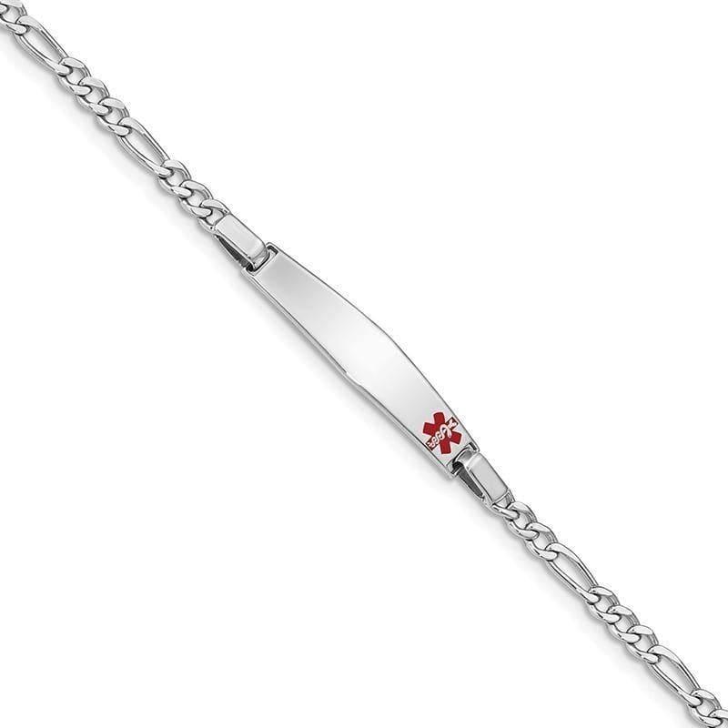 Sterling Silver Rhodium Children's Medical ID Bracelet w-Figaro ID Bracelet - Seattle Gold Grillz
