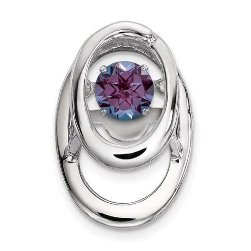 Sterling Silver Rhodium Created Alexandrite Birthstone Vibrant Chain Slide - Seattle Gold Grillz