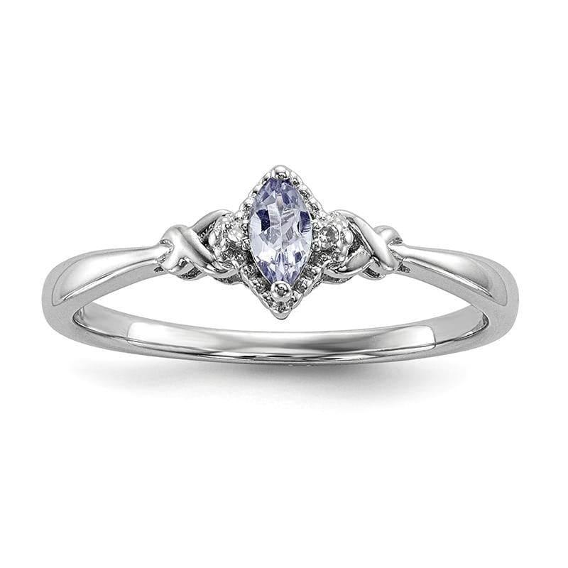 Sterling Silver Rhodium Diam. and Tanzanite Ring - Seattle Gold Grillz