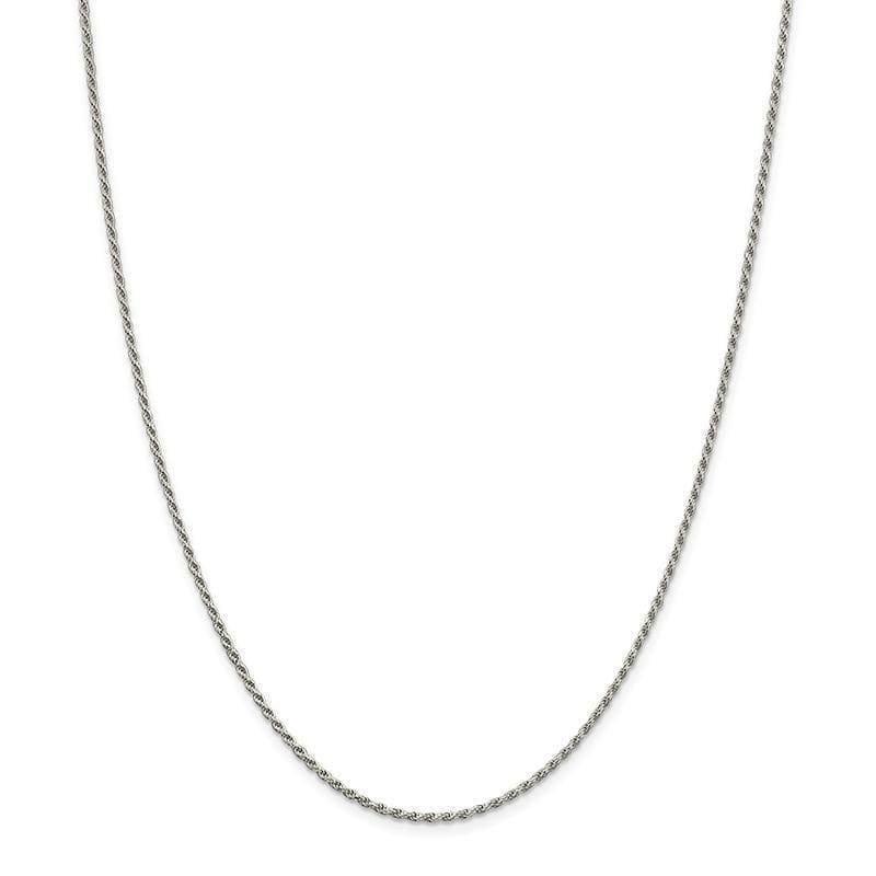 Sterling Silver Rhodium-plated 1.7mm Diamond-cut Rope Chain - Seattle Gold Grillz