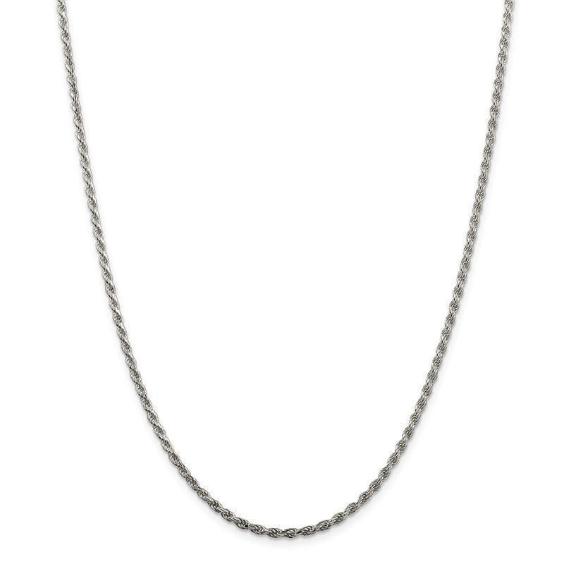 Sterling Silver Rhodium Plated 2.25mm Diamond-cut Rope Chain - Seattle Gold Grillz